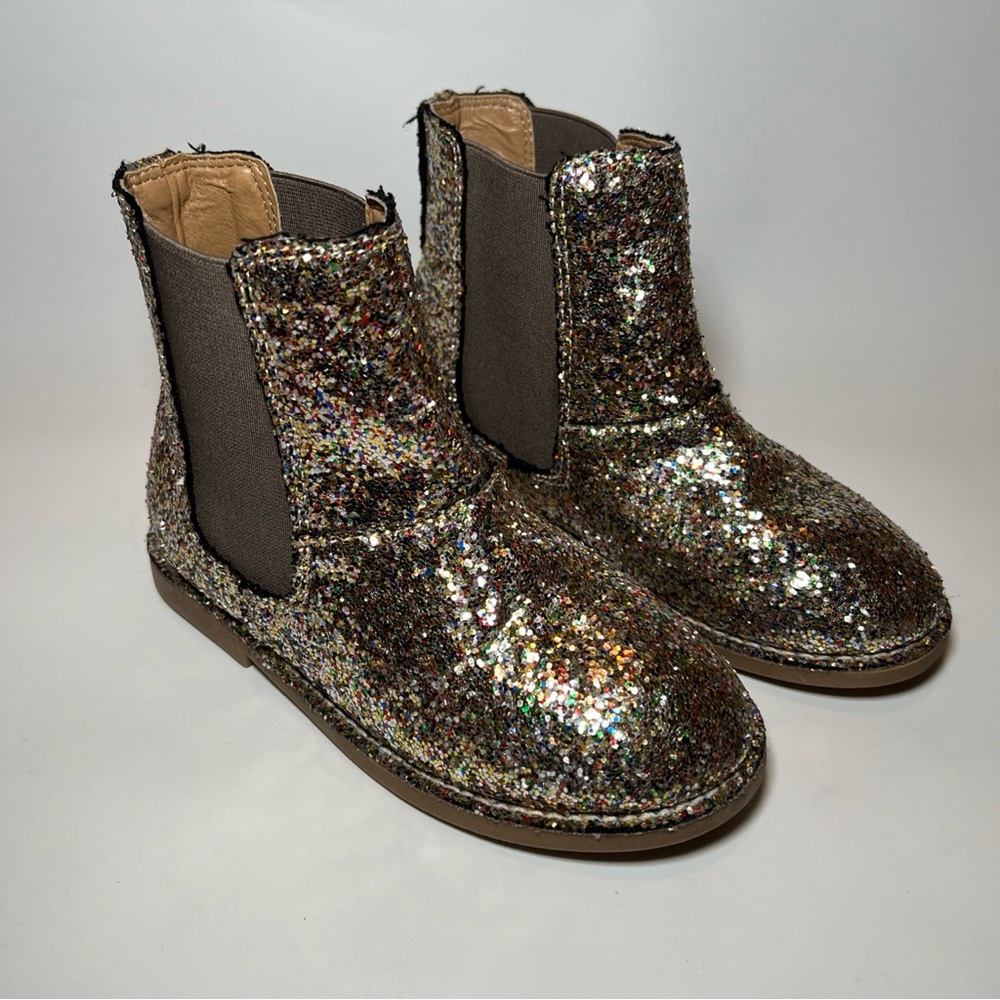 J Crew Crewcuts Glittery Girls Chelsea Bootie Size 12 Sparkly Cute Boots - Picture 7 of 9